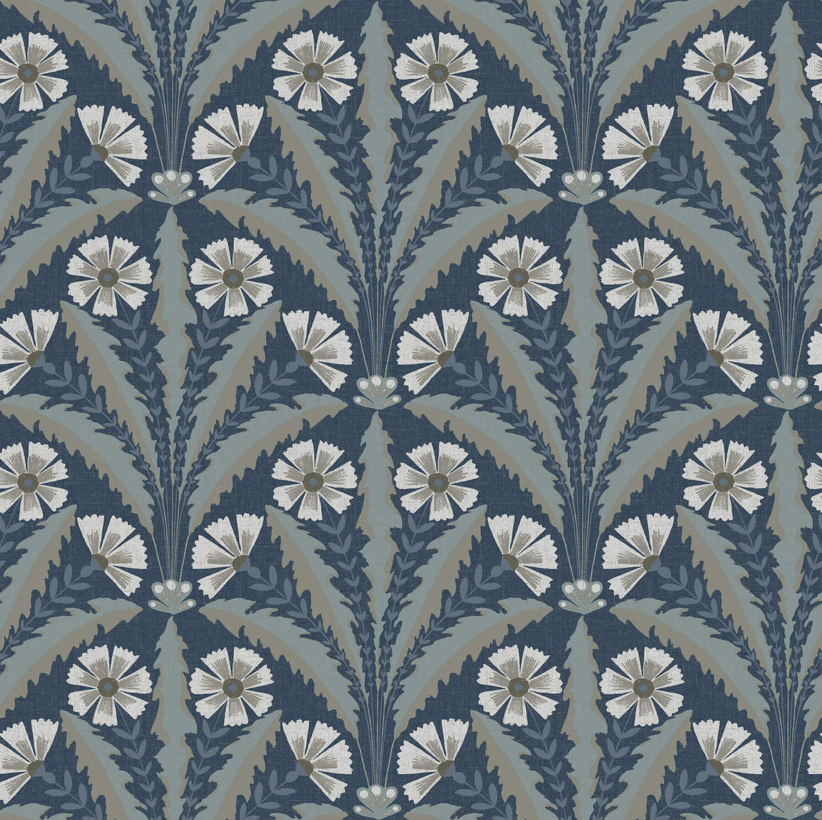 Chesapeake Oak & Moss Tap Root Wallpaper - Dark Blue