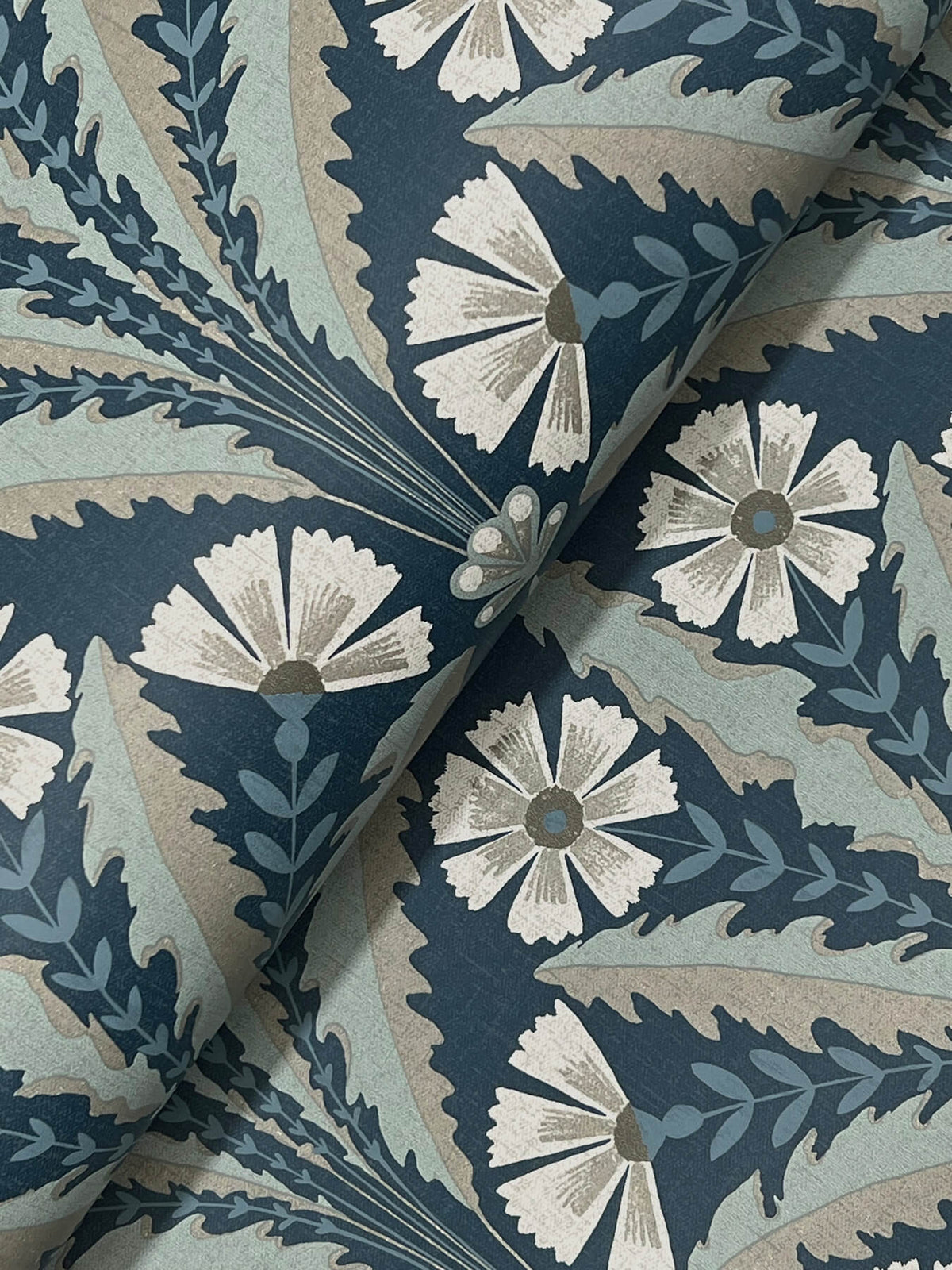 Chesapeake Oak & Moss Tap Root Wallpaper - Dark Blue