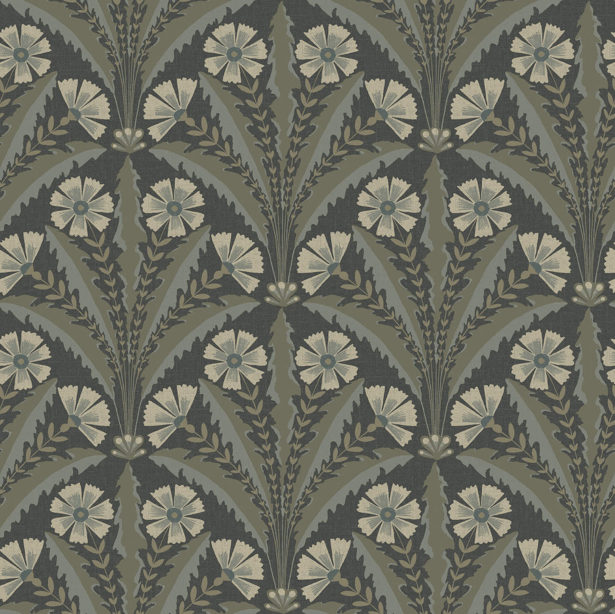 Chesapeake Oak & Moss Tap Root Wallpaper Sample - Charcoal