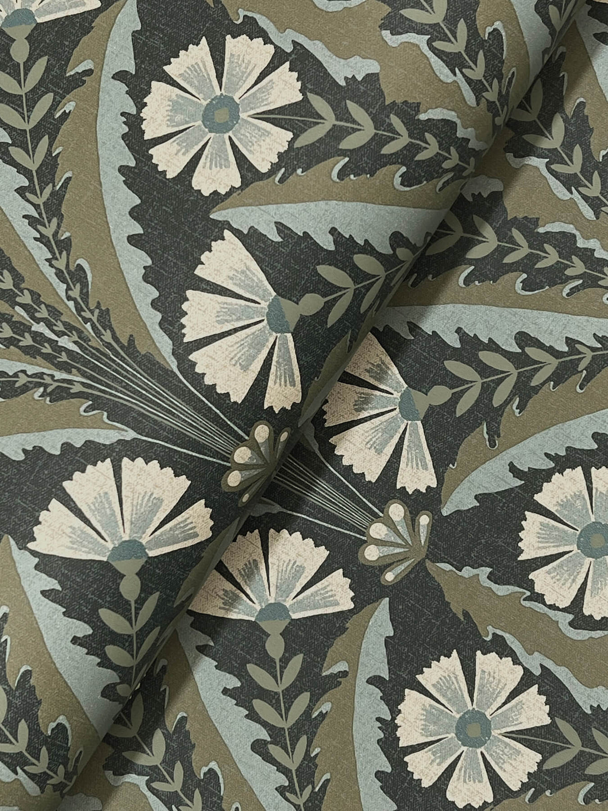 Chesapeake Oak & Moss Tap Root Wallpaper Sample - Charcoal