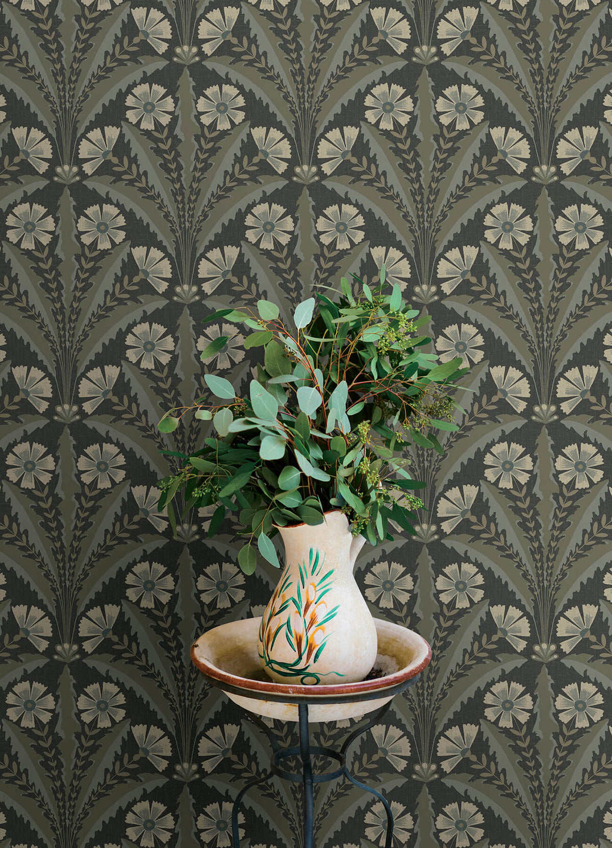 Chesapeake Oak & Moss Tap Root Wallpaper Sample - Charcoal