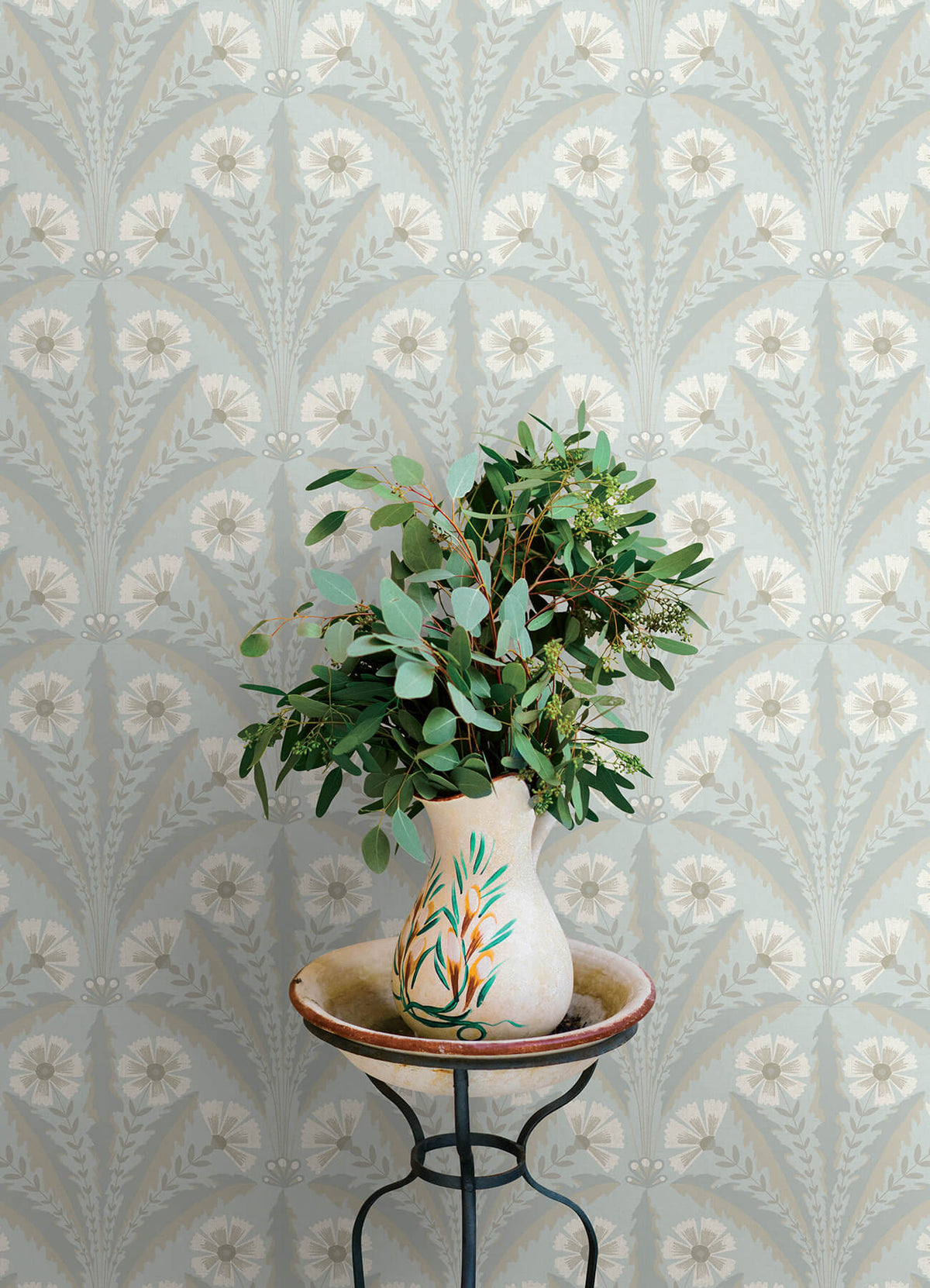 Chesapeake Oak & Moss Tap Root Wallpaper - Light Blue