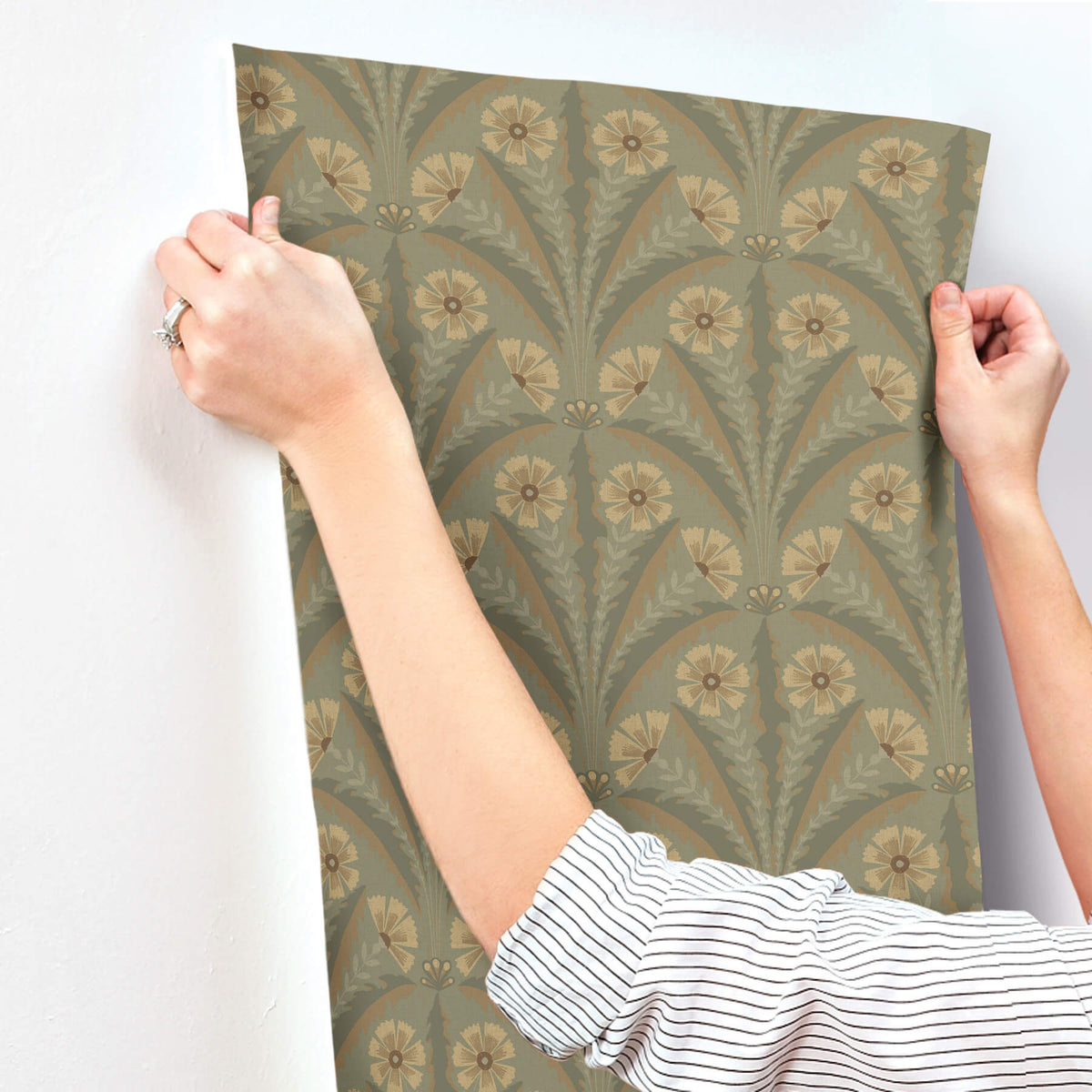 Chesapeake Oak & Moss Tap Root Wallpaper Sample - Green