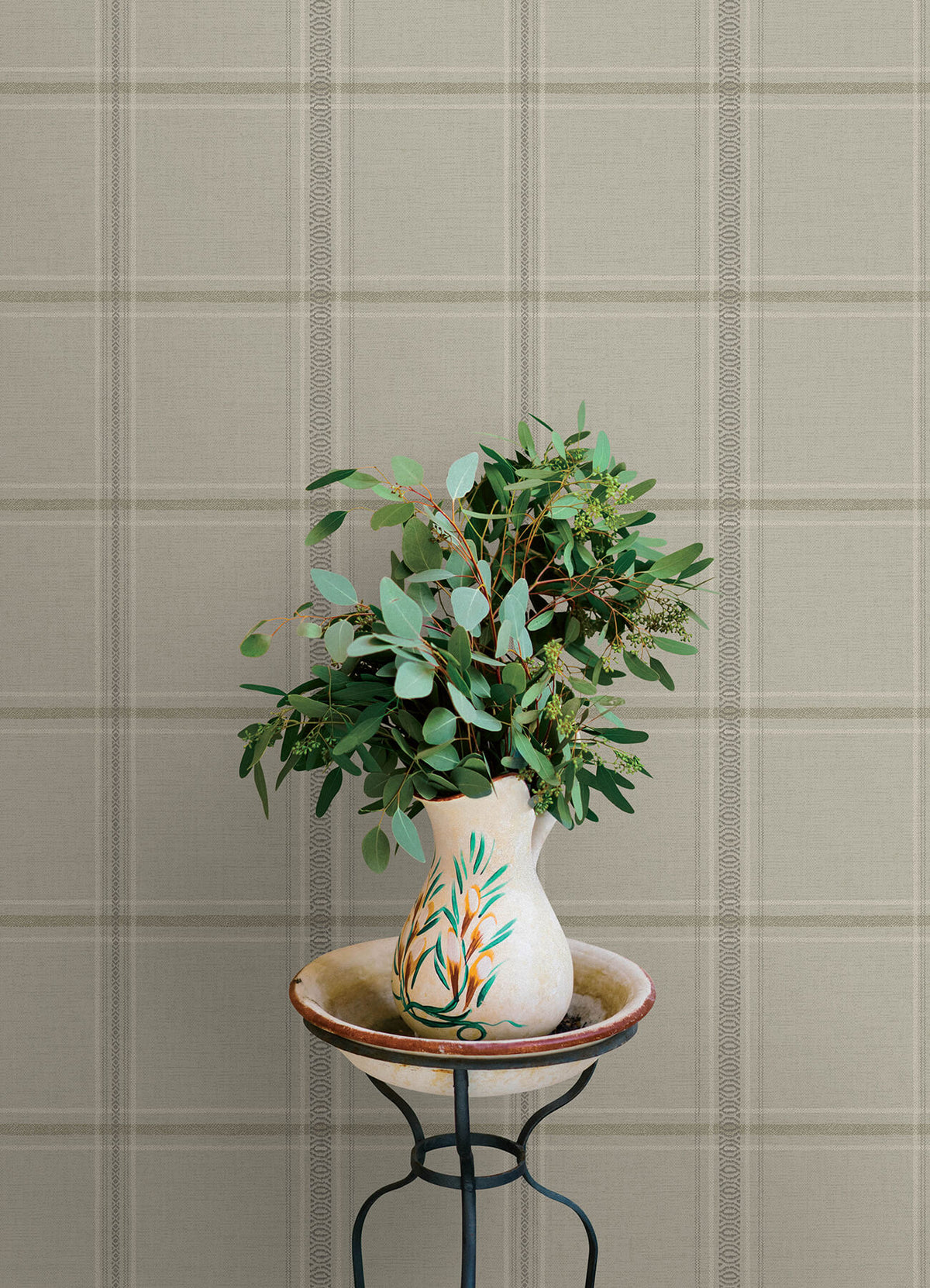 Chesapeake Oak & Moss Auberge Wallpaper Sample - Taupe