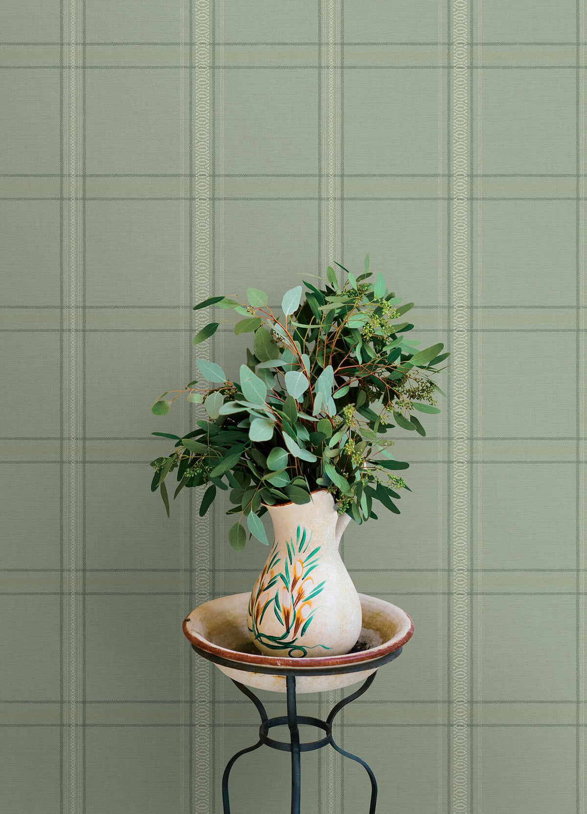 Chesapeake Oak & Moss Auberge Wallpaper Sample - Sage