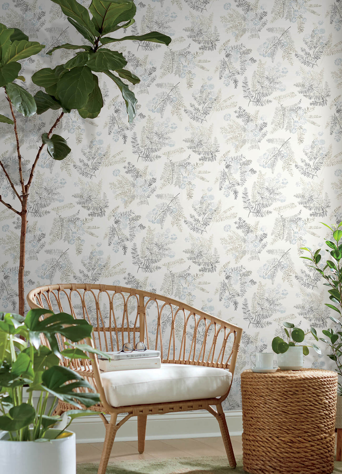 Chesapeake Oak & Moss Frith Wallpaper Sample - Light Blue