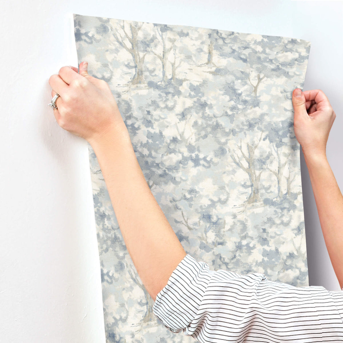 Chesapeake Oak & Moss Thicket Wallpaper Sample - Blue