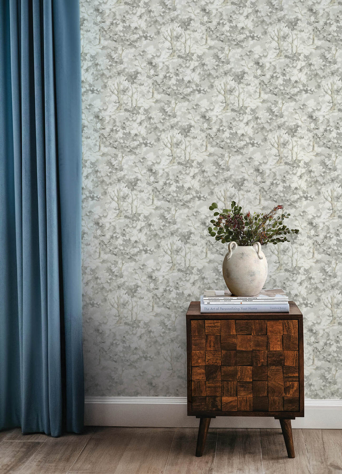 Chesapeake Oak & Moss Thicket Wallpaper Sample - Charcoal