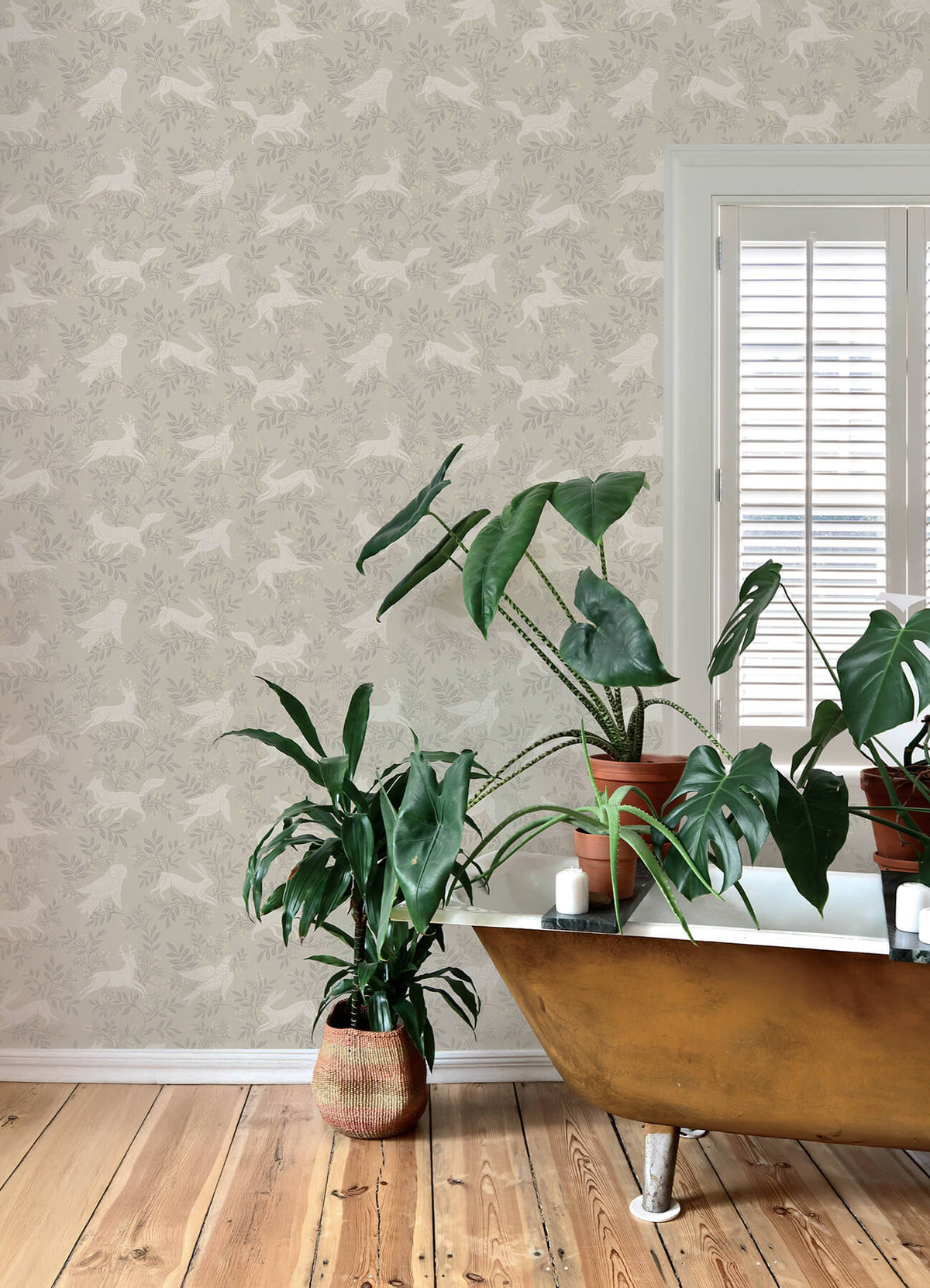 Chesapeake Oak & Moss Revelry Wallpaper - Taupe