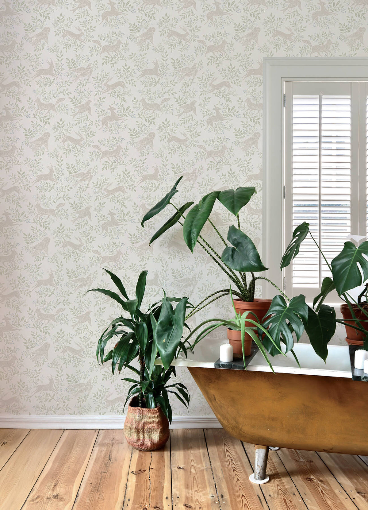 Chesapeake Oak & Moss Revelry Wallpaper Sample - White