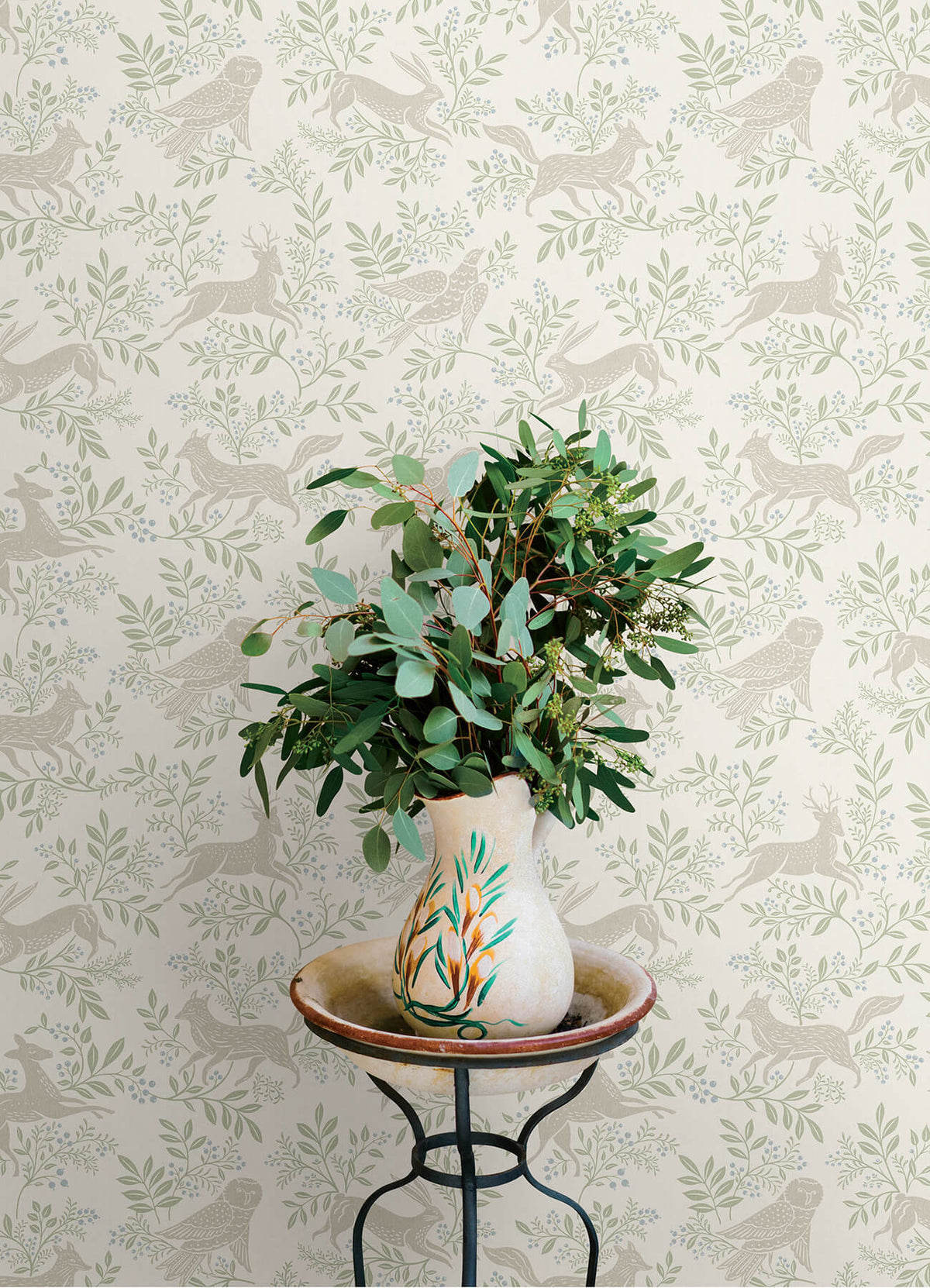 Chesapeake Oak & Moss Revelry Wallpaper Sample - White