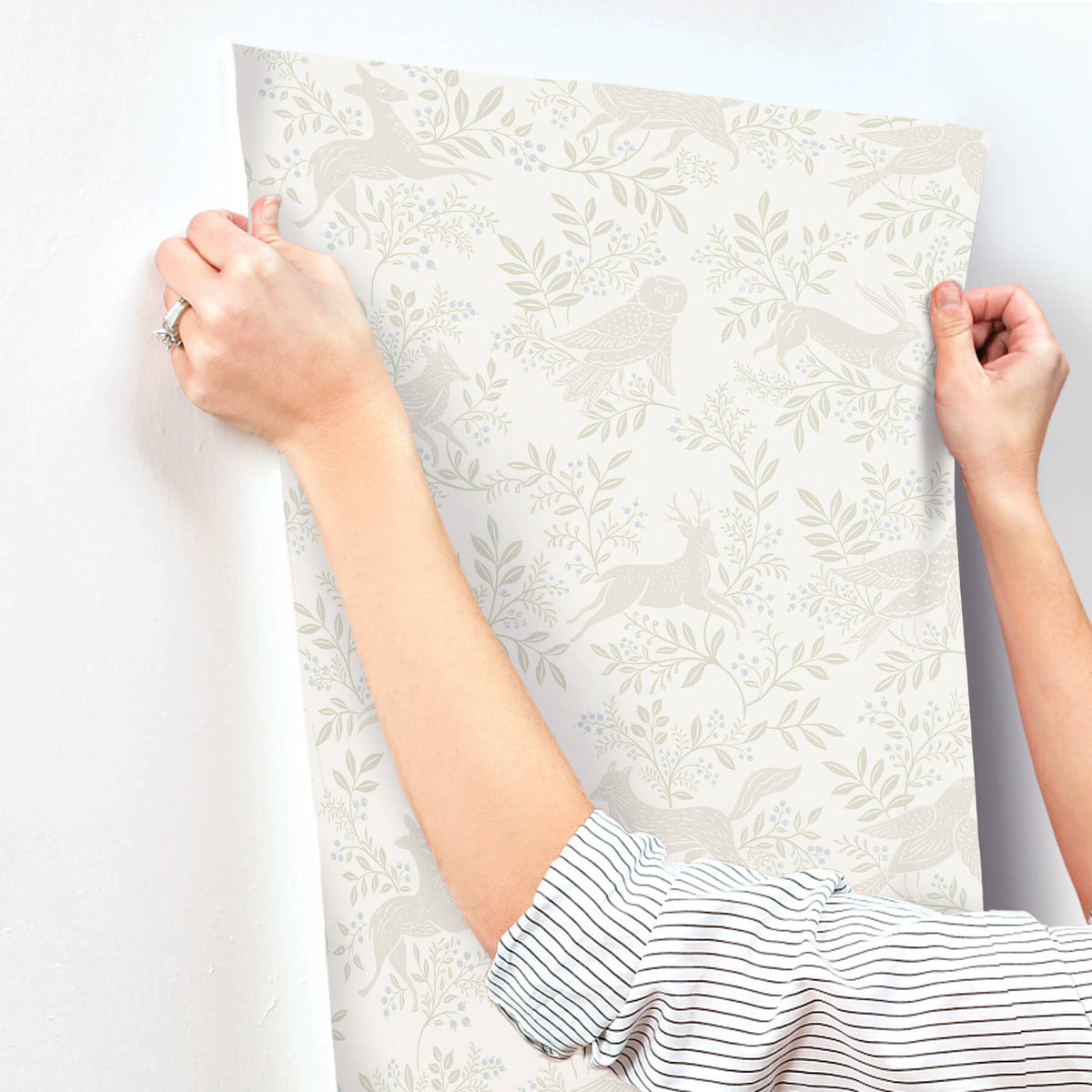 Chesapeake Oak & Moss Revelry Wallpaper Sample - White