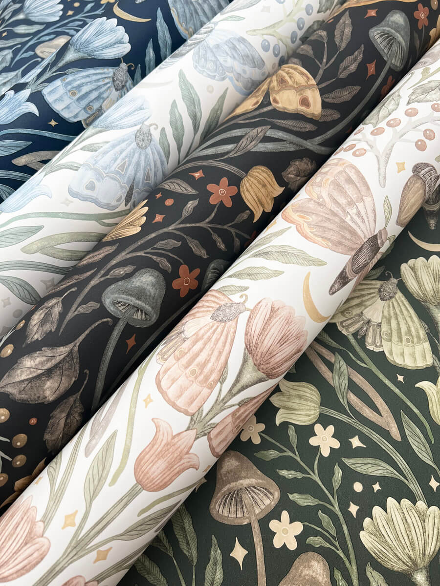Chesapeake Oak & Moss Mystic Moth Wallpaper Sample - Navy
