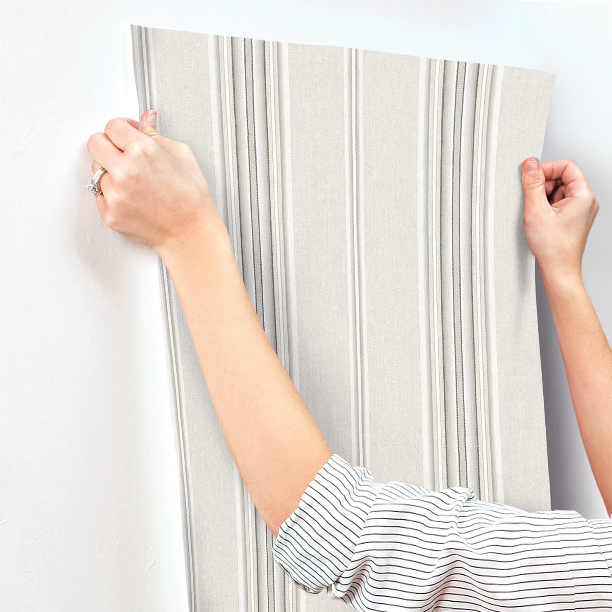 Chesapeake Oak & Moss Calvados Stripe Wallpaper - Gray