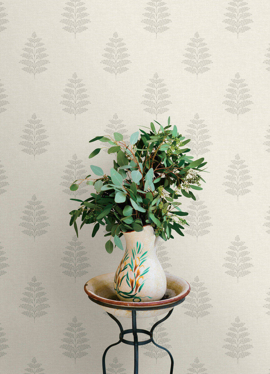 Chesapeake Oak & Moss Frond Wallpaper Sample - Cream