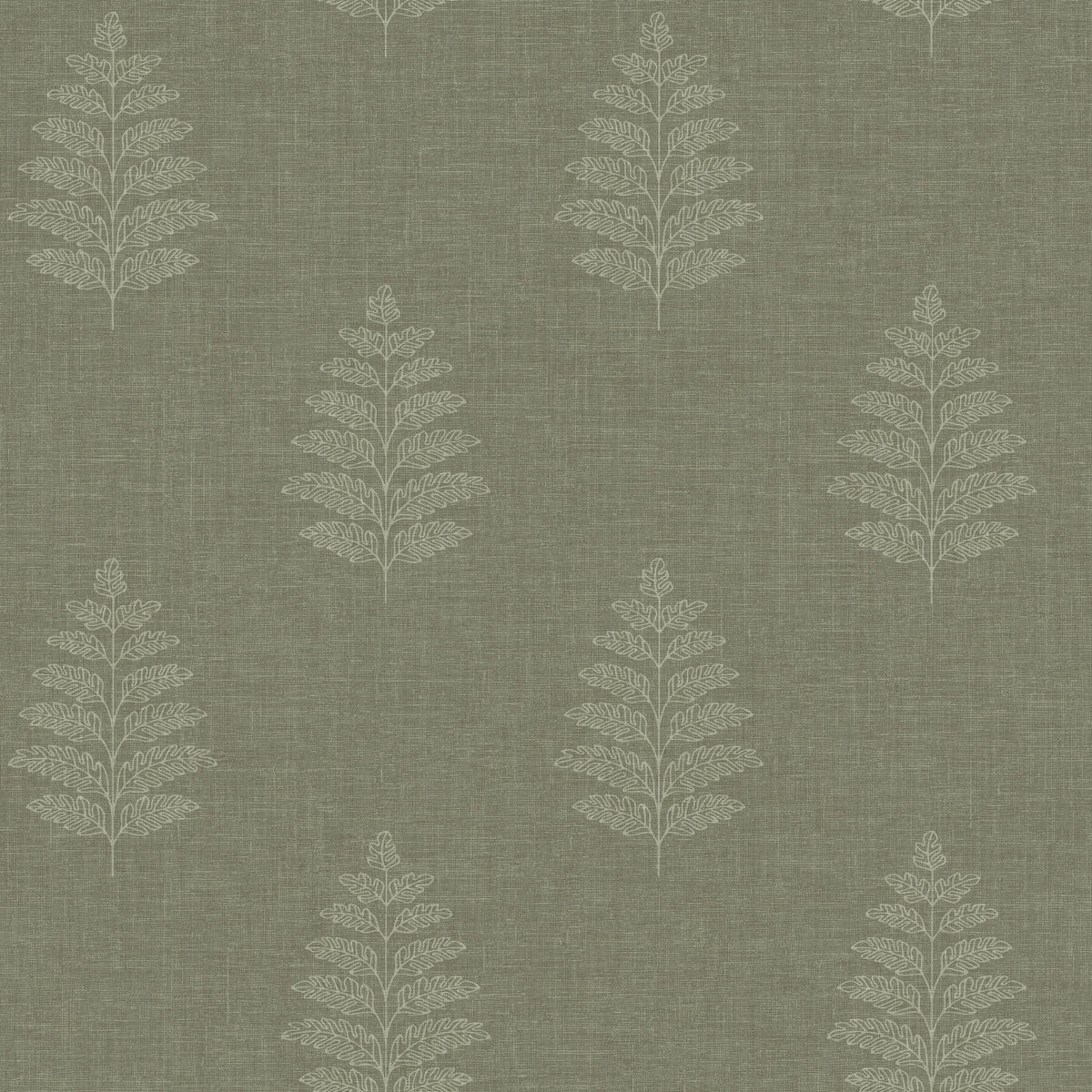 Chesapeake Oak & Moss Frond Wallpaper - Dark Green