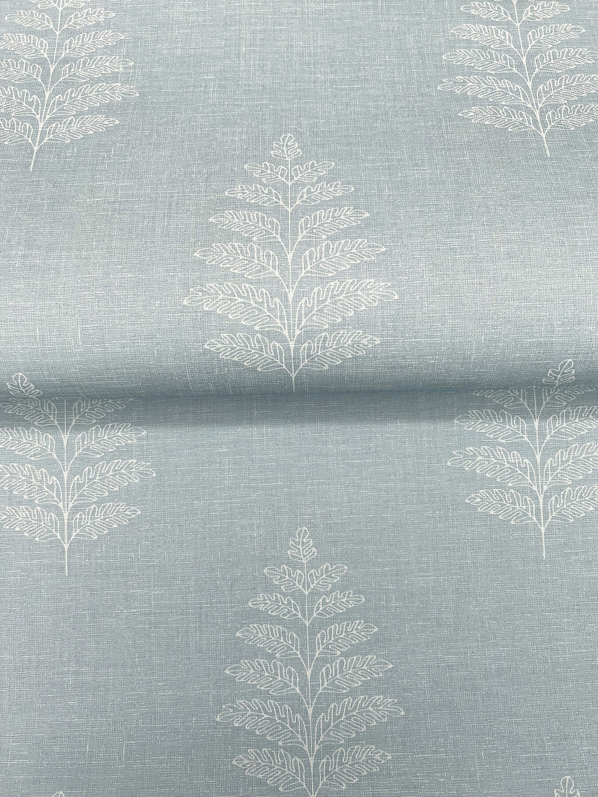 Chesapeake Oak & Moss Frond Wallpaper Sample - Light Blue