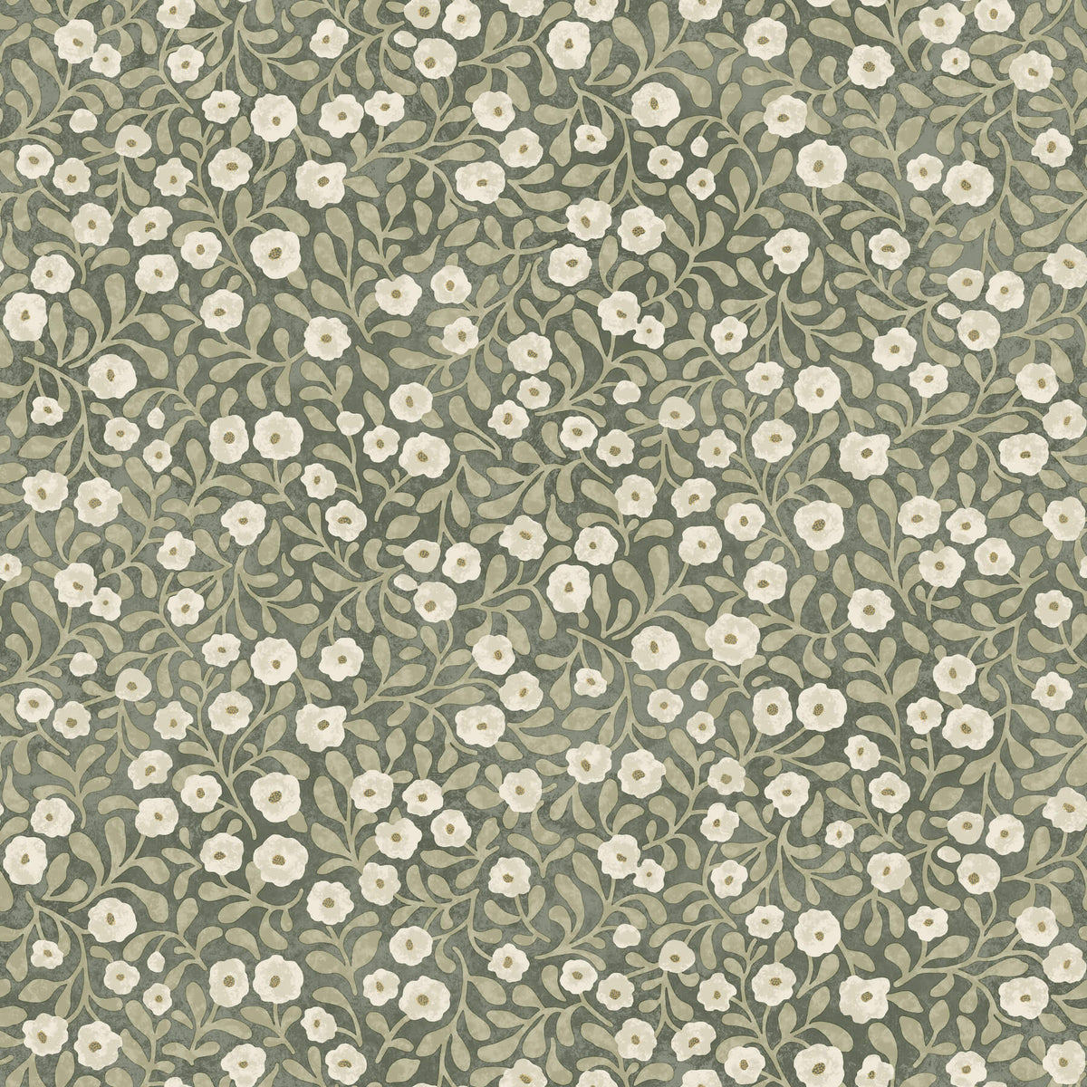 Chesapeake Oak & Moss Poppy Trail Wallpaper Sample - Green