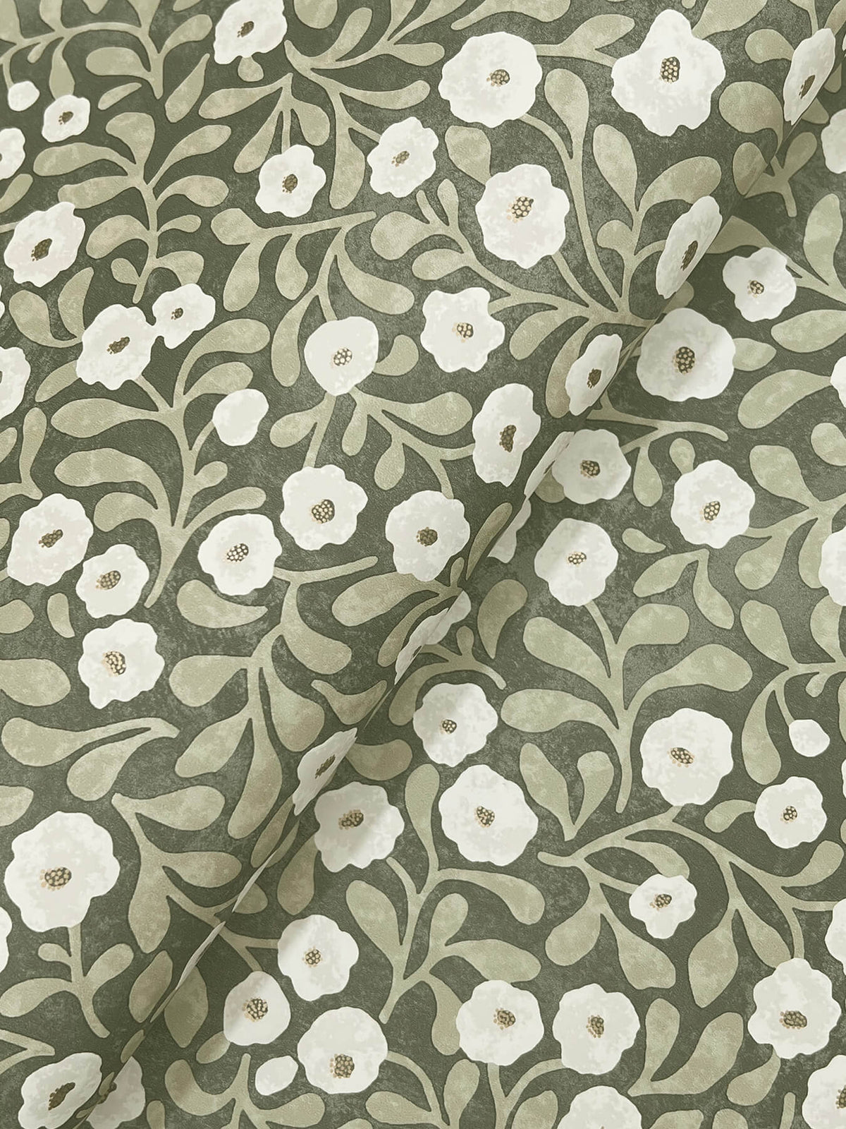 Chesapeake Oak & Moss Poppy Trail Wallpaper Sample - Green