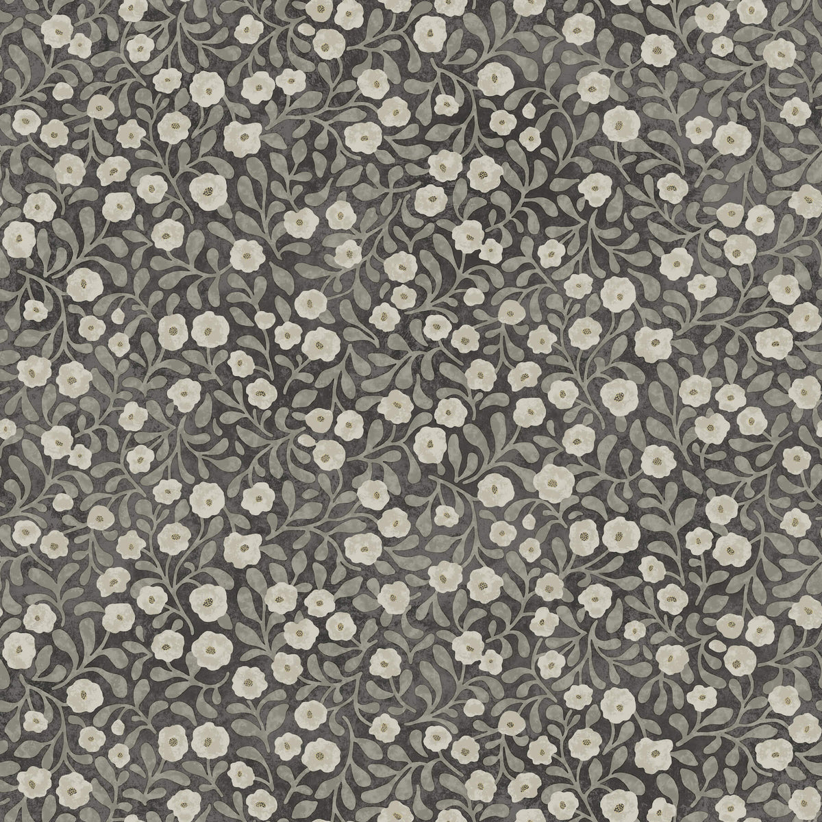 Chesapeake Oak & Moss Poppy Trail Wallpaper Sample - Black