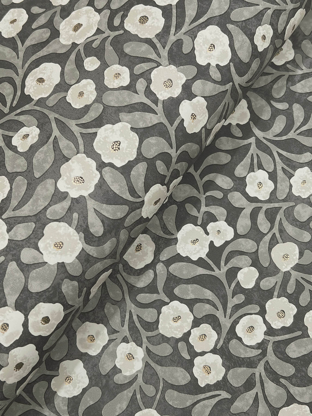 Chesapeake Oak & Moss Poppy Trail Wallpaper Sample - Black
