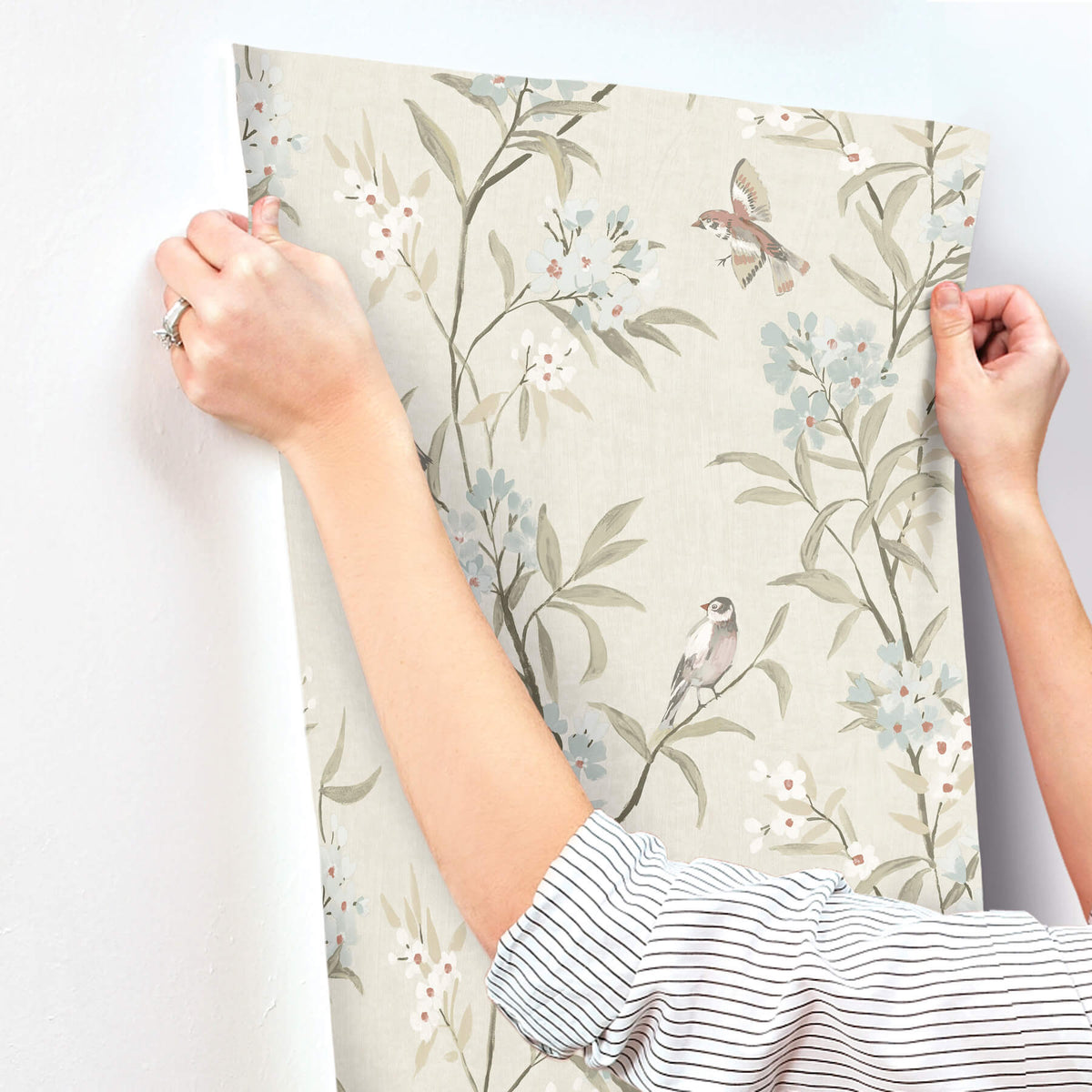 Chesapeake Oak & Moss Tea Olive Wallpaper Sample - Beige
