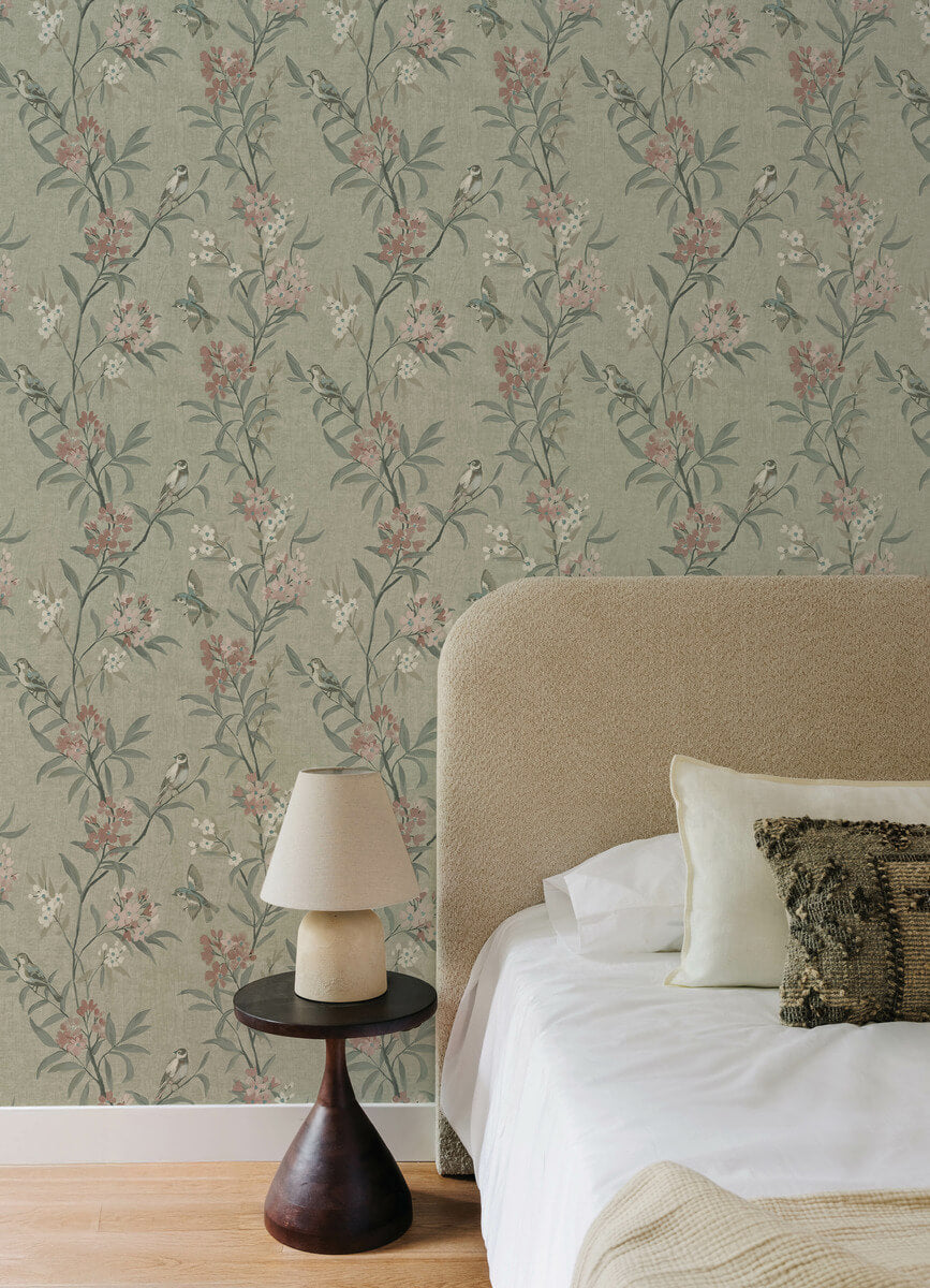 Chesapeake Oak & Moss Tea Olive Wallpaper Sample - Green