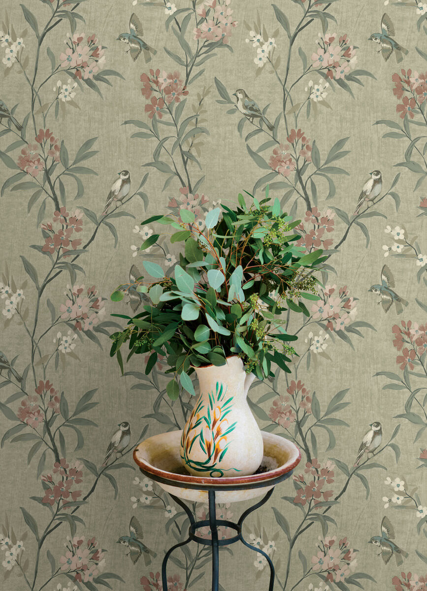 Chesapeake Oak & Moss Tea Olive Wallpaper Sample - Green