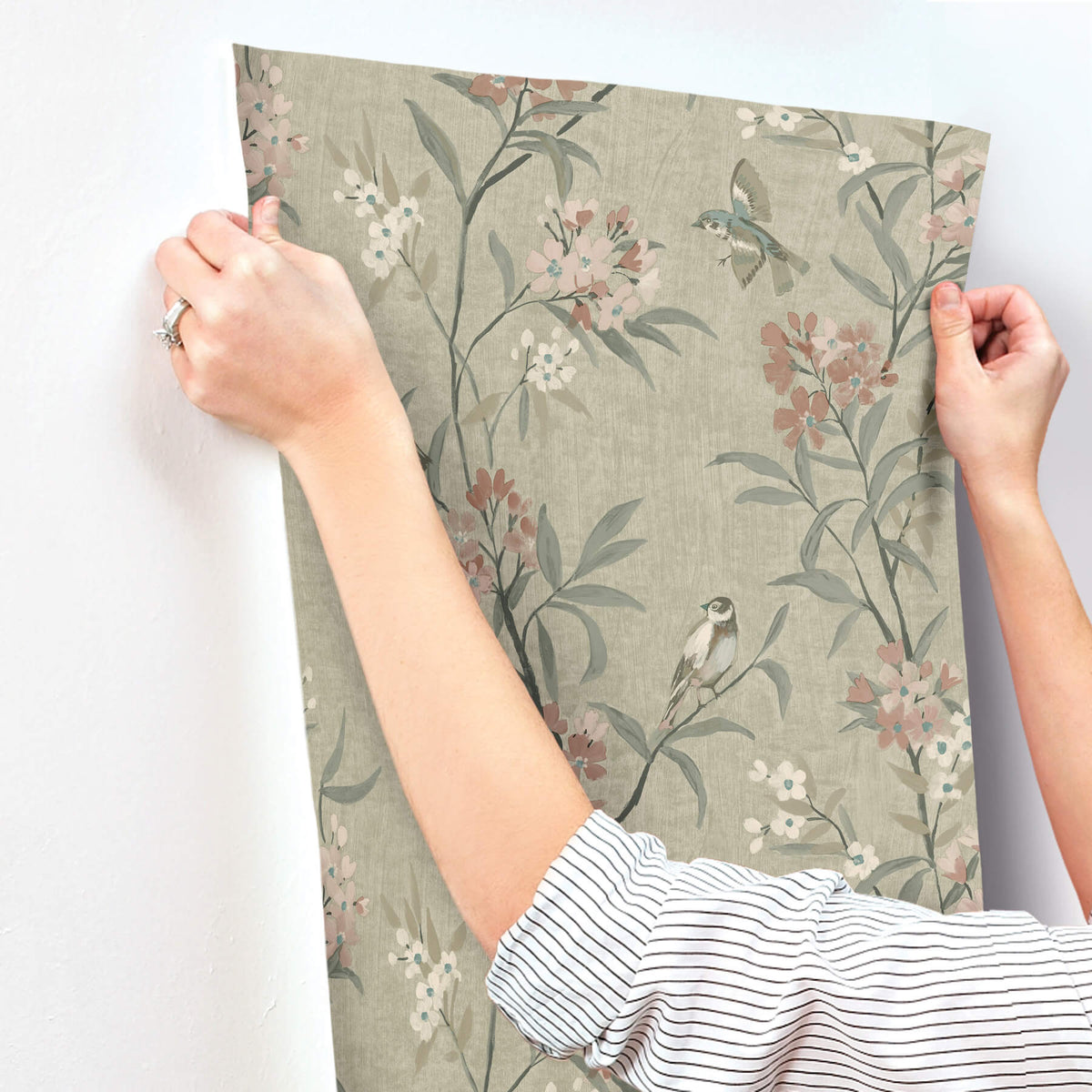 Chesapeake Oak & Moss Tea Olive Wallpaper Sample - Green