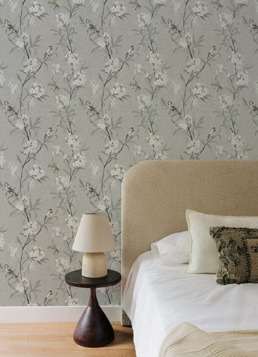 Chesapeake Oak & Moss Tea Olive Wallpaper Sample - Gray
