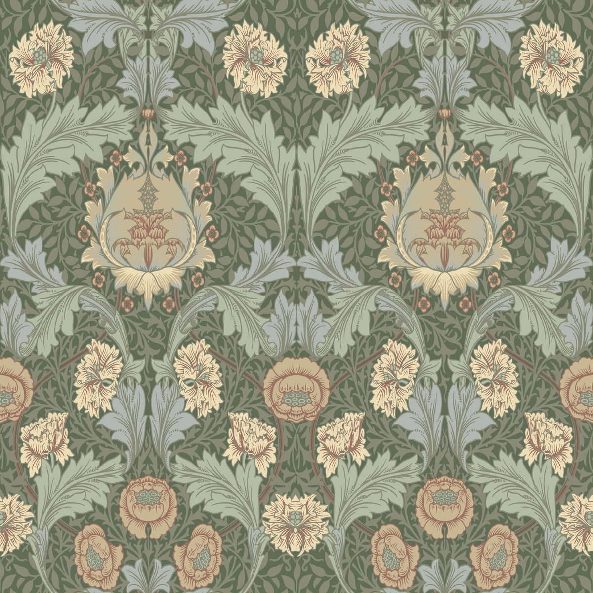 A-Street Prints Hidden Treasures Myrtle Wallpaper - Sea Green