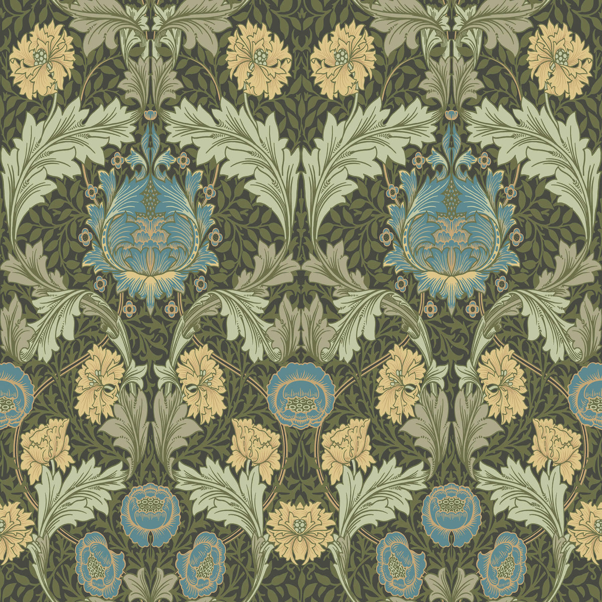 A Street Prints Hidden Treasures Myrtle Wallpaper Sample - Dark Green
