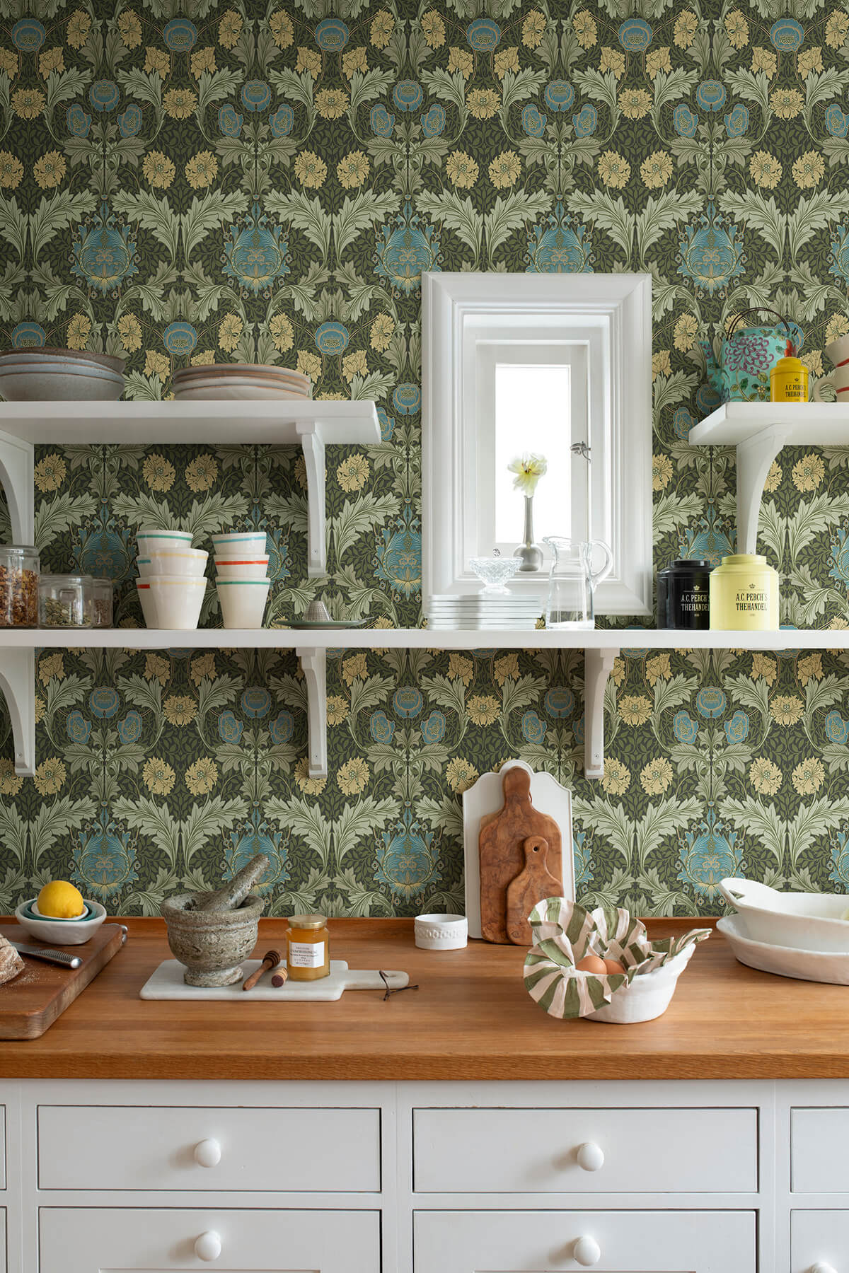 A Street Prints Hidden Treasures Myrtle Wallpaper Sample - Dark Green
