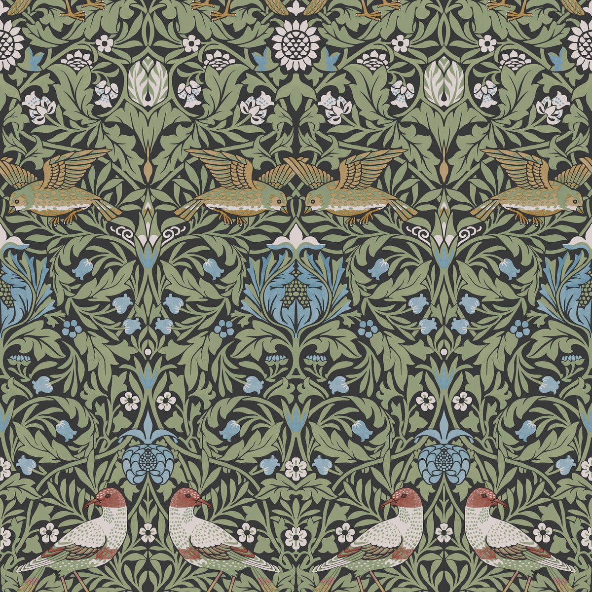 A-Street Prints Hidden Treasures Bird Wallpaper - Multicolor