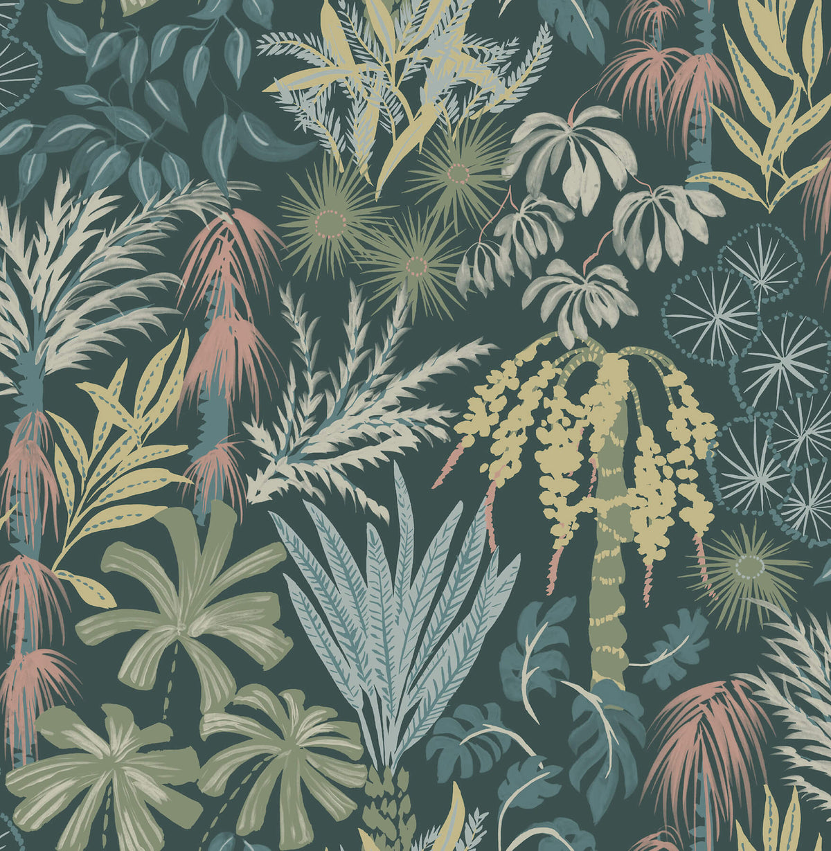 A Street Prints Sea Salt Everglades Wallpaper Sample - Dark Green