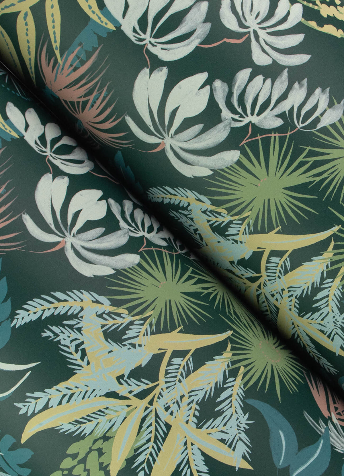 A Street Prints Sea Salt Everglades Wallpaper Sample - Dark Green