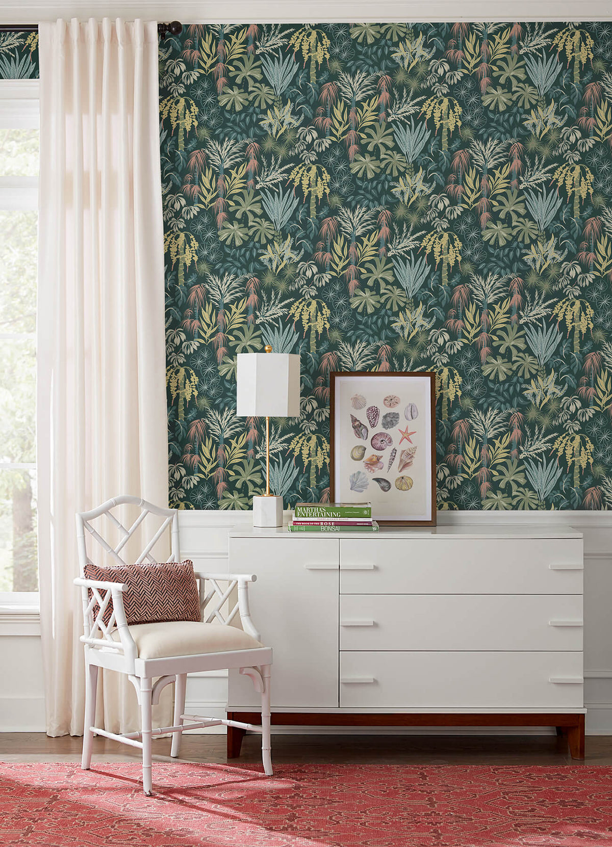 A Street Prints Sea Salt Everglades Wallpaper Sample - Dark Green