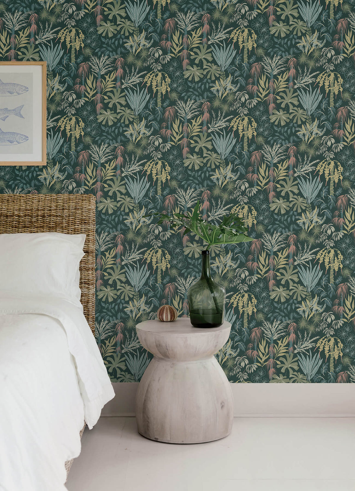A Street Prints Sea Salt Everglades Wallpaper Sample - Dark Green