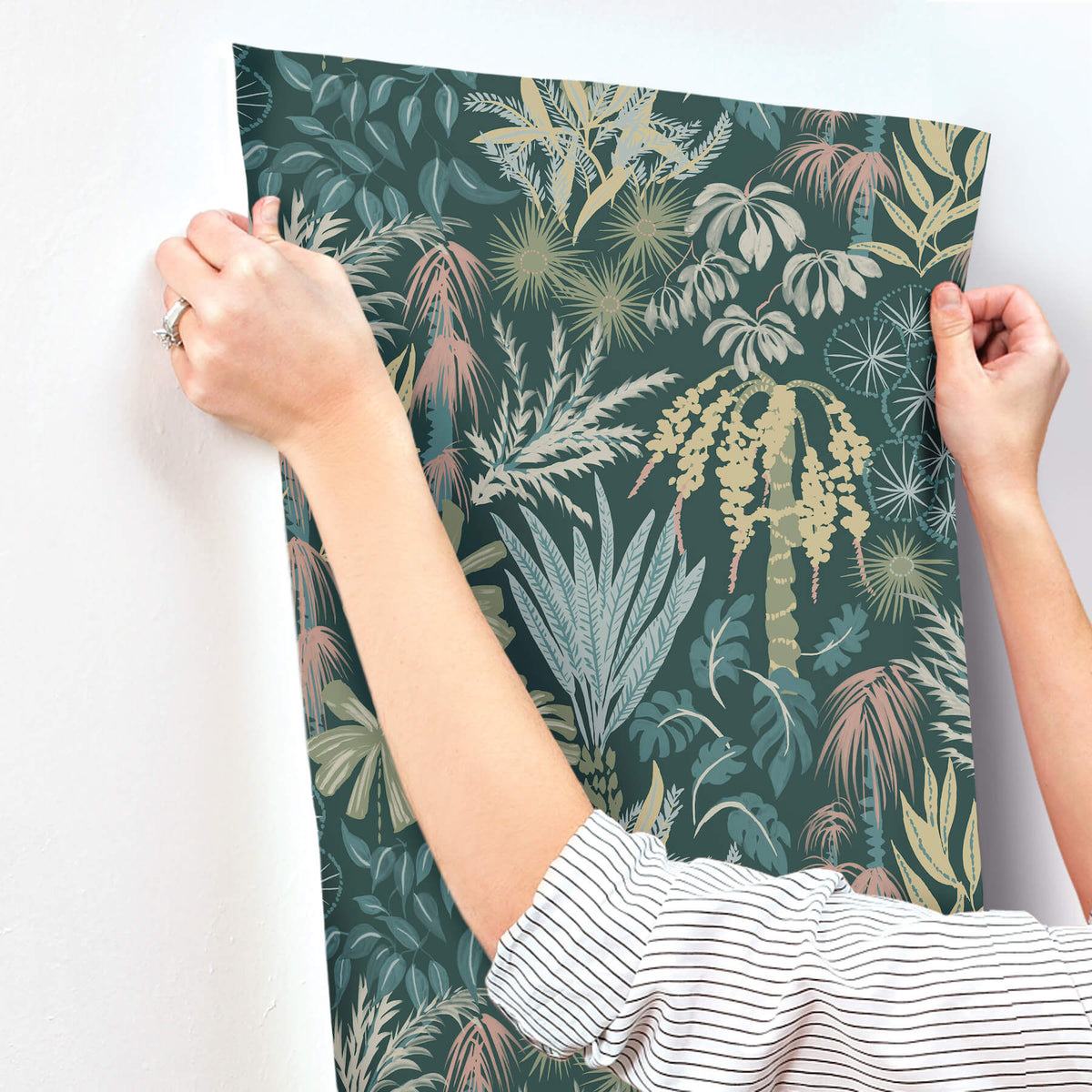A Street Prints Sea Salt Everglades Wallpaper Sample - Dark Green