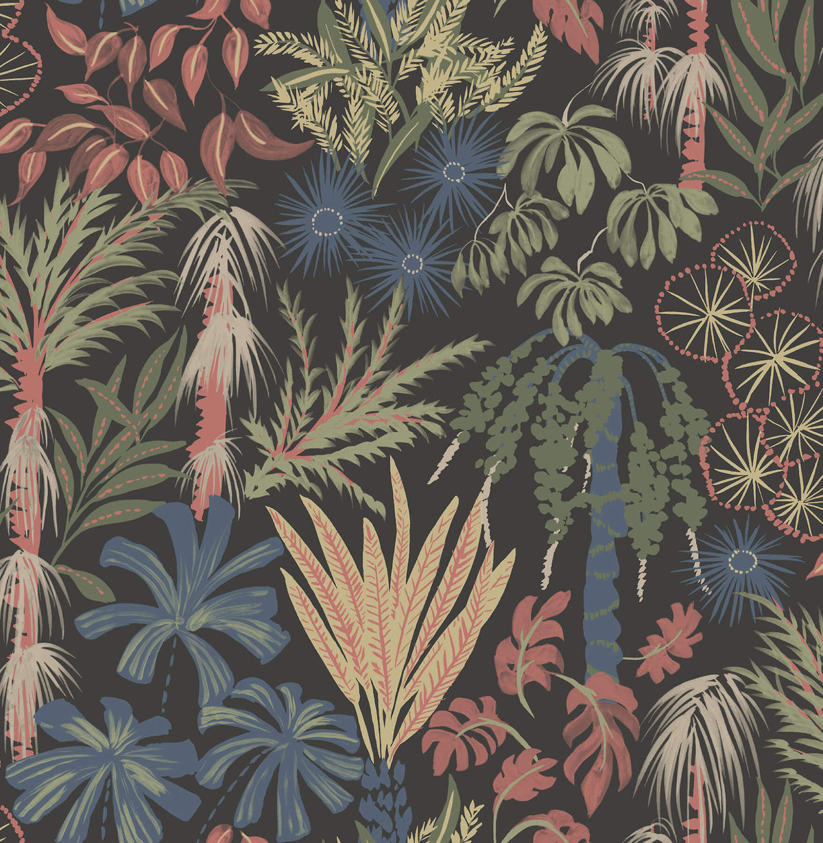 A Street Prints Sea Salt Everglades Wallpaper Sample - Black