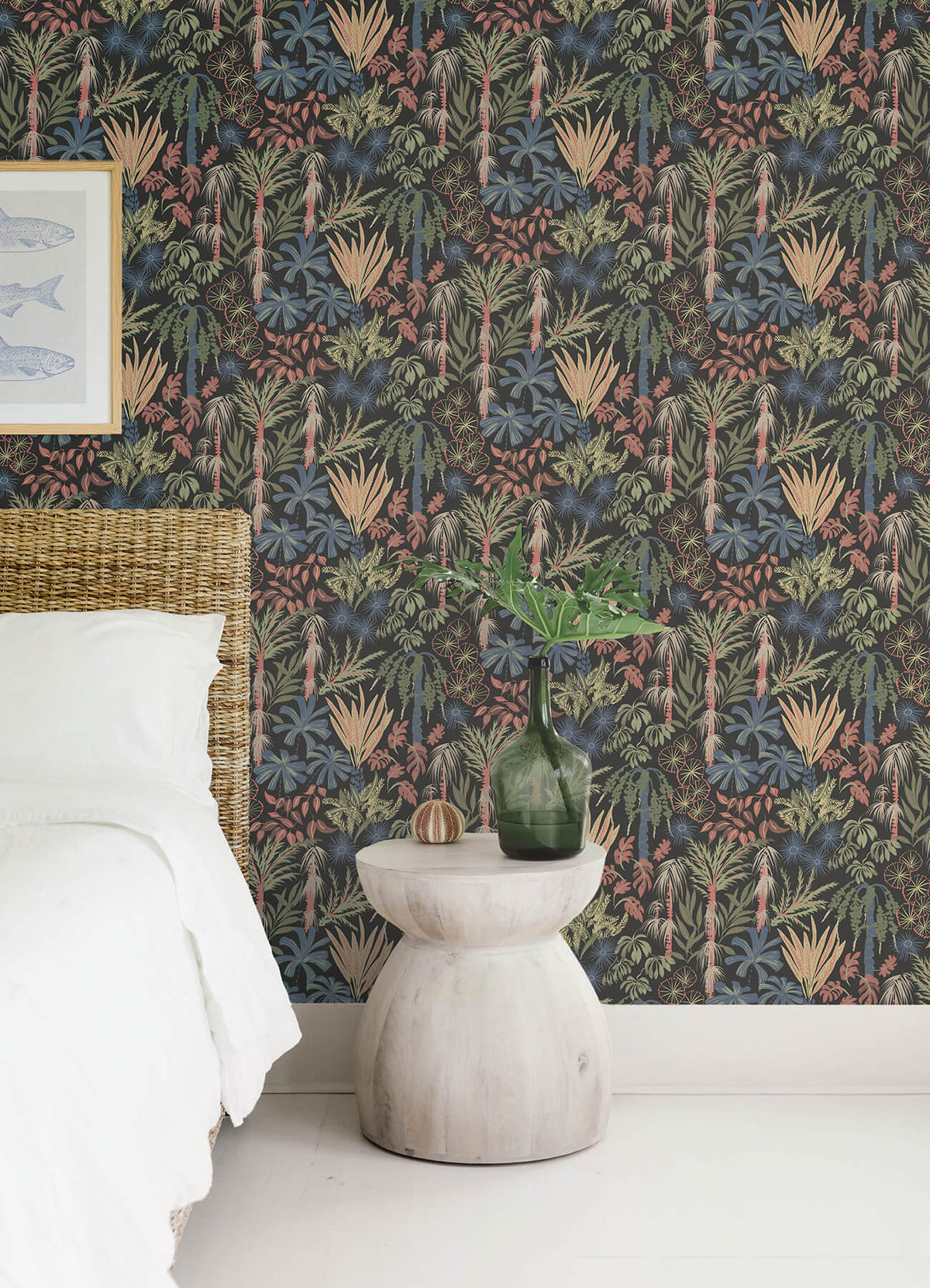 A Street Prints Sea Salt Everglades Wallpaper Sample - Black