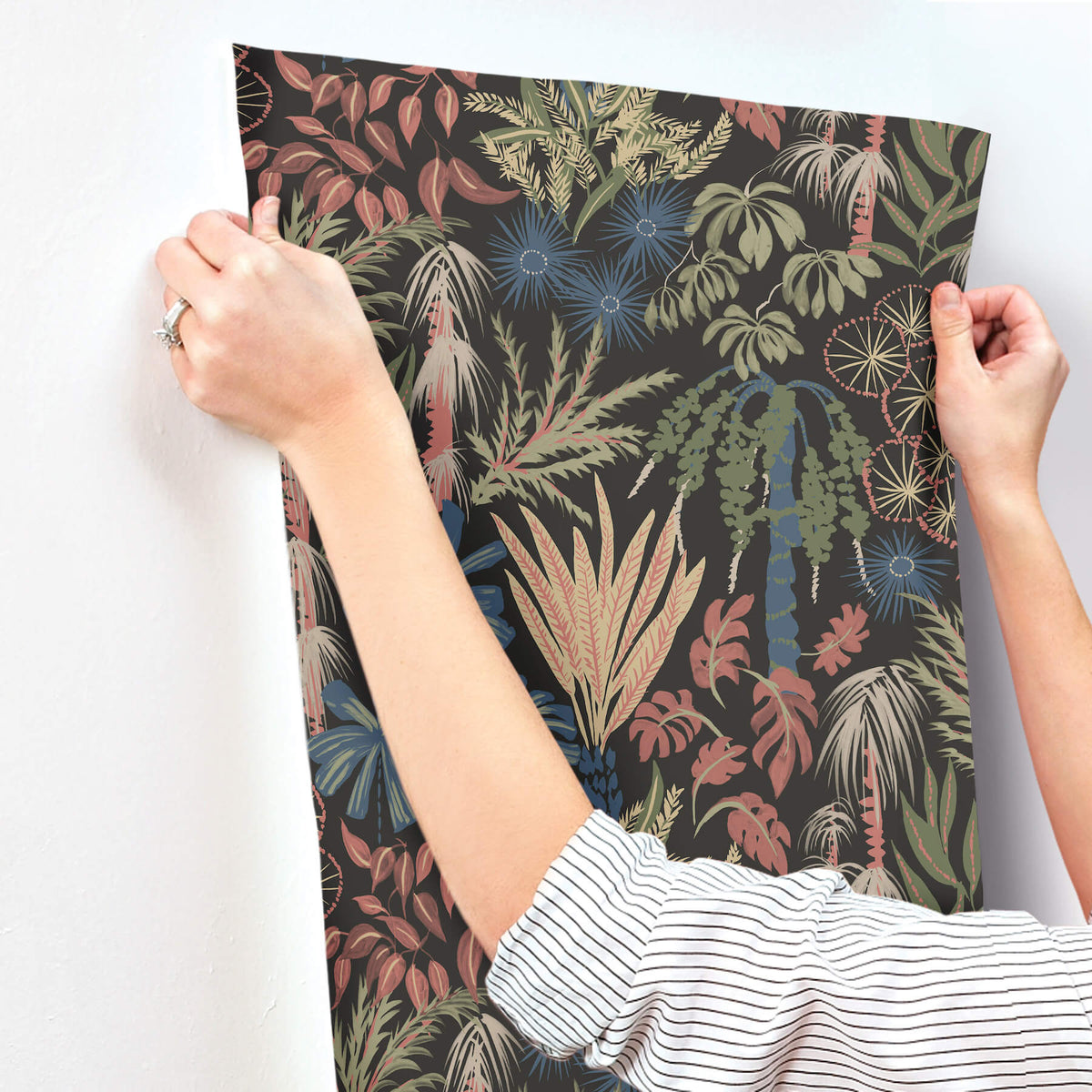 A Street Prints Sea Salt Everglades Wallpaper Sample - Black