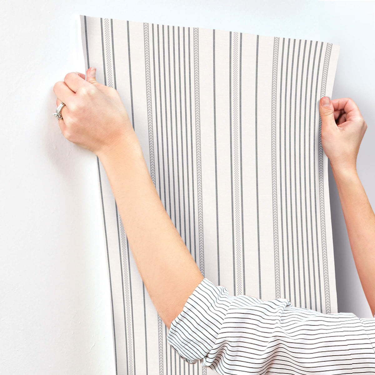 A-Street Prints Sea Salt Navarres Stripe Wallpaper - Charcoal