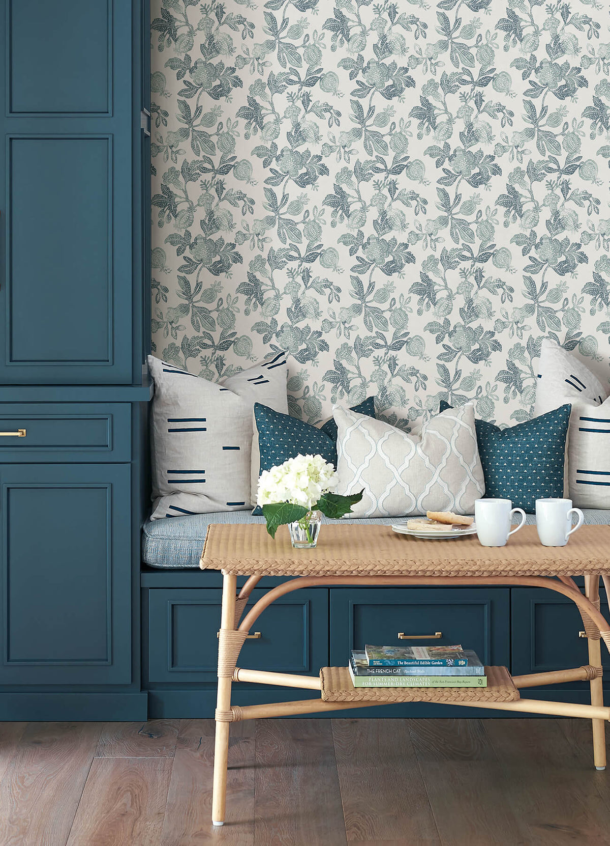 A Street Prints Sea Salt Beach Rose Wallpaper Sample - Teal