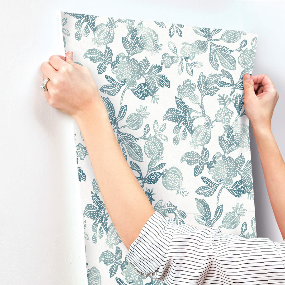 A Street Prints Sea Salt Beach Rose Wallpaper Sample - Teal