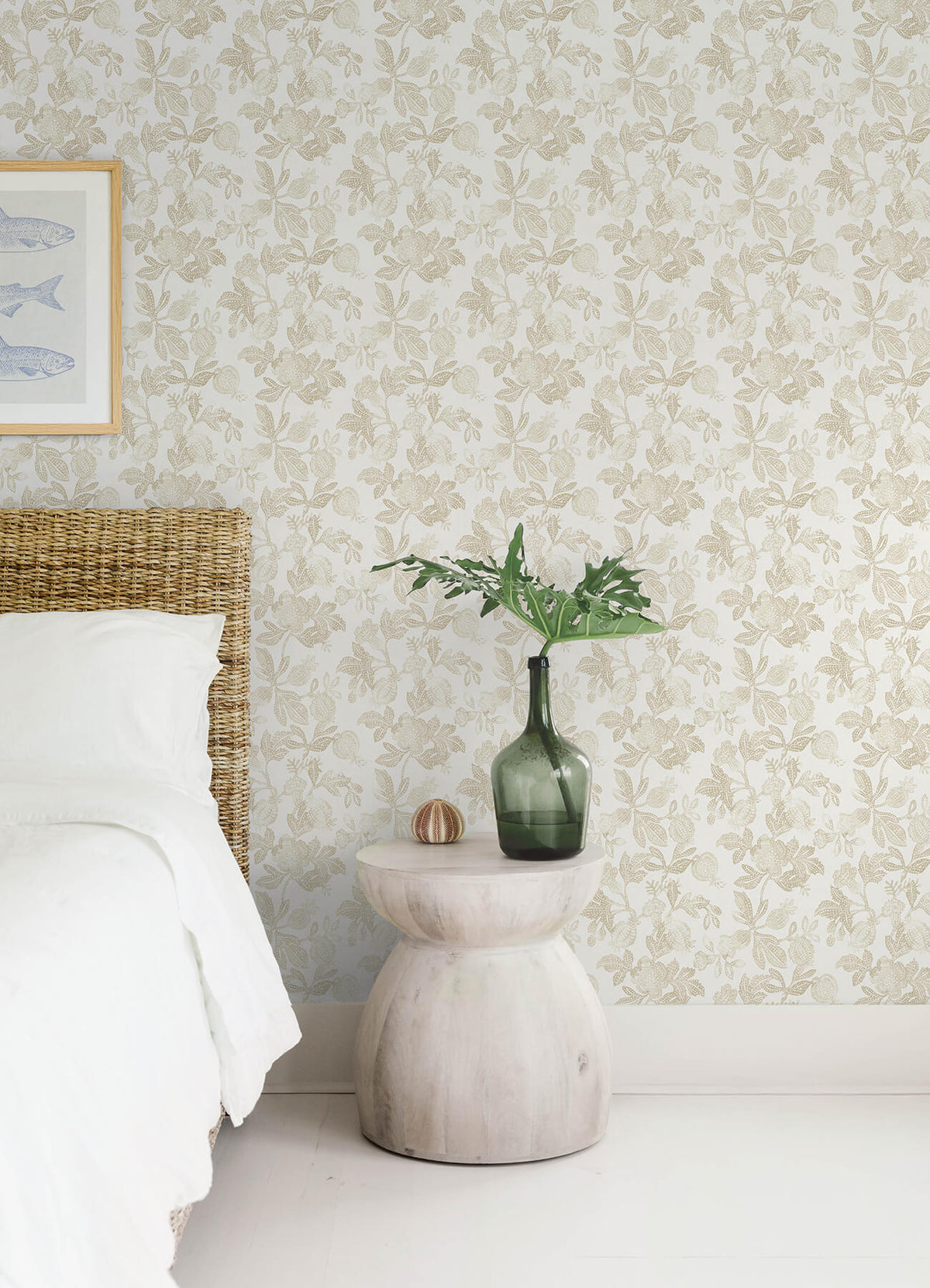 A Street Prints Sea Salt Beach Rose Wallpaper Sample - Champagne