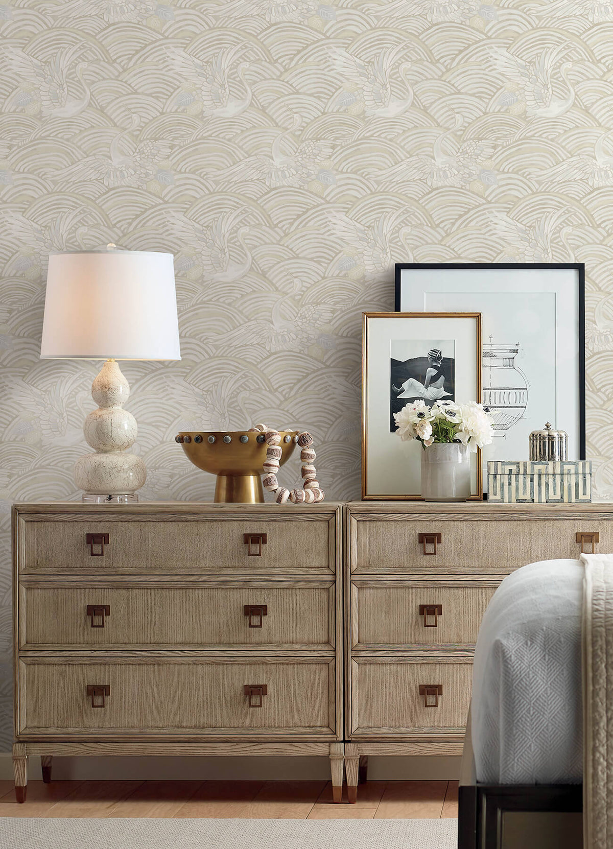 A-Street Prints Sea Salt Egret Wallpaper - Neutral