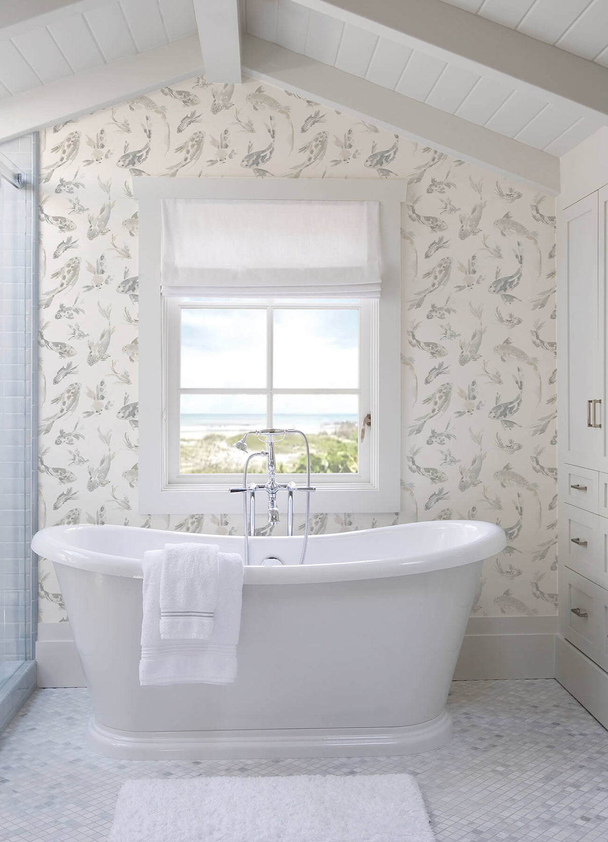 A-Street Prints Sea Salt Koi Wallpaper - Stone