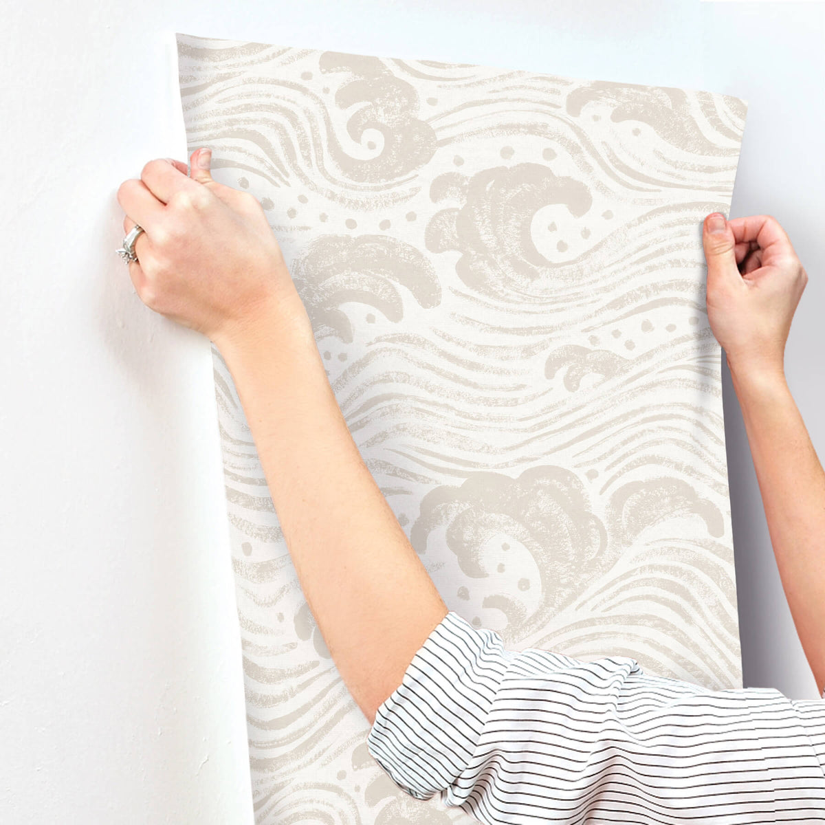 A Street Prints Sea Salt Swell Wallpaper Sample - Beige