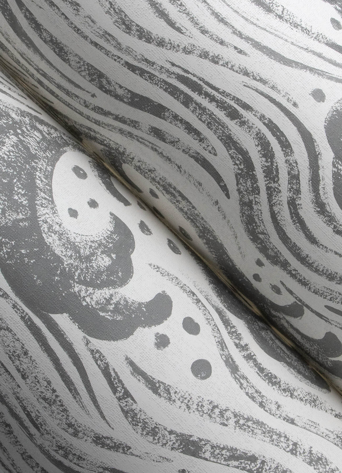 A Street Prints Sea Salt Swell Wallpaper Sample - Charcoal